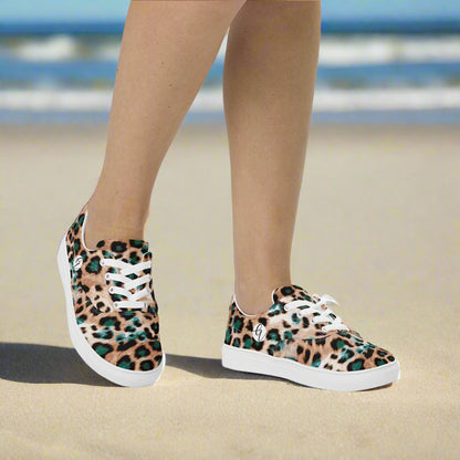 Jaguar Skin Lace-up Canvas Shoes