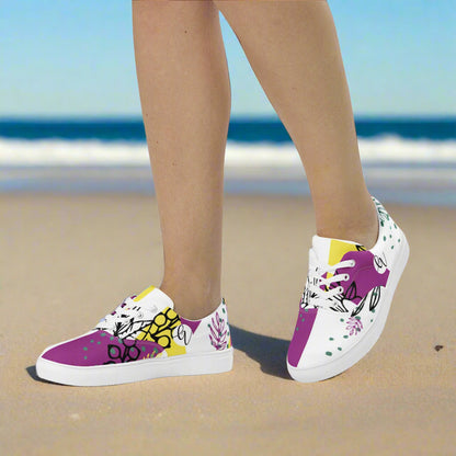 Ditzy Plum Lace-up Canvas Shoes