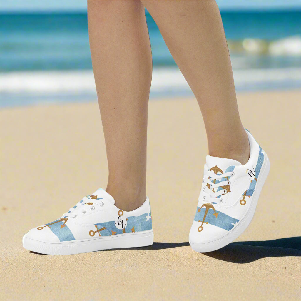 Anchor Stripes Lace-up Canvas Shoes