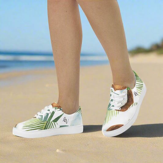 Coconut Floral Lace-up Canvas Shoes