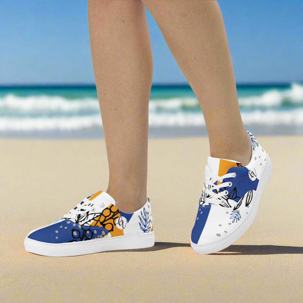 Tropical Foliage Lace-up Canvas Shoes