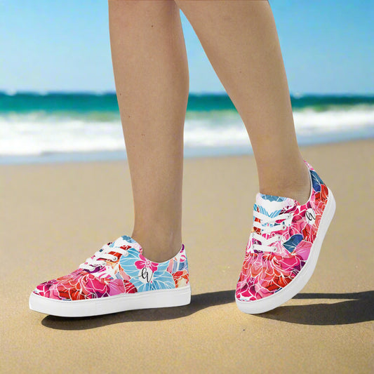Floral Delights Lace-up Canvas Shoes