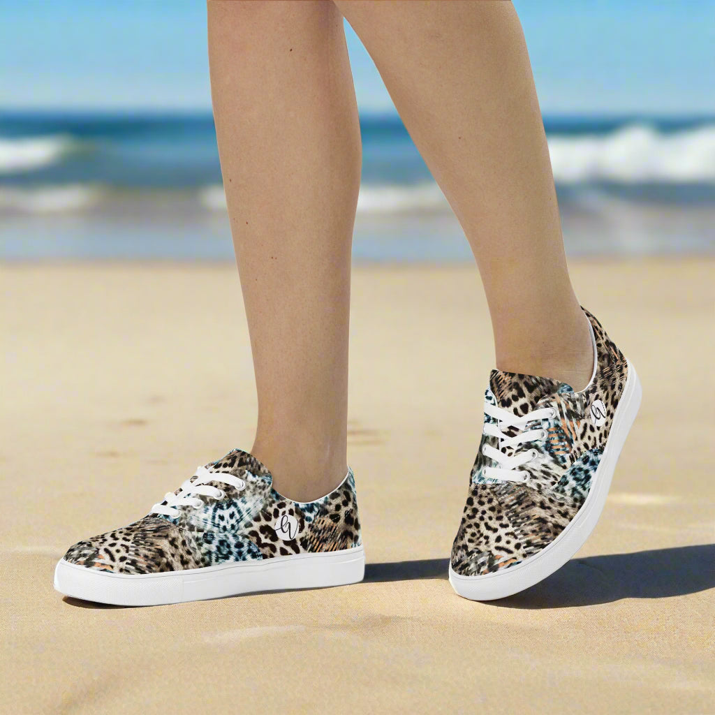 Tiger Skin Lace-up Canvas Shoes