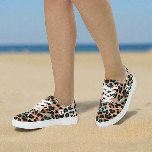 Jaguar Skin Lace-up Canvas Shoes