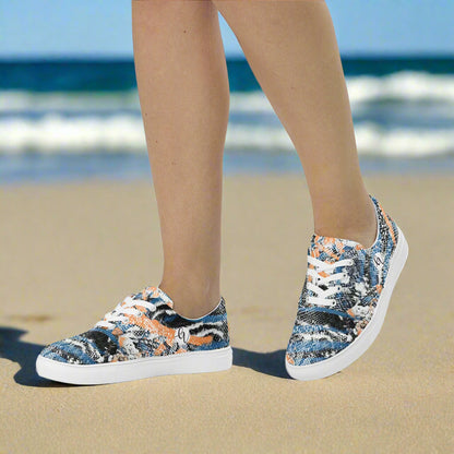 Animal Skin Lace-up Canvas Shoes