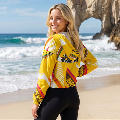 Yellow Skating Girl Cropped Windbreaker