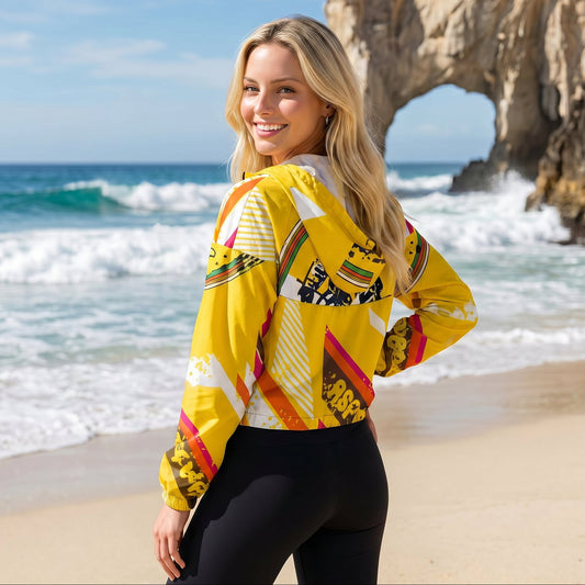 Yellow Skating Girl Cropped Windbreaker