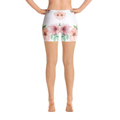 White And Green Flowery Shorts
