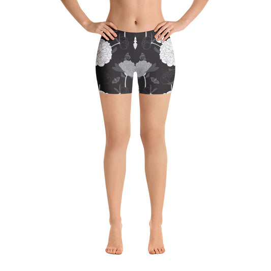 Viscose Black Fabric Leaves Shorts