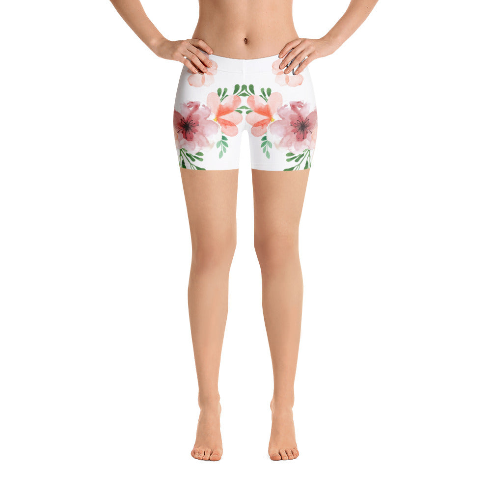 White And Green Flowery Shorts