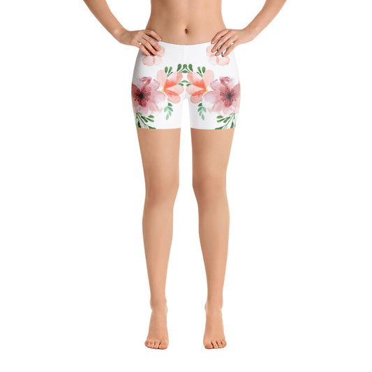 White And Green Flowery Shorts