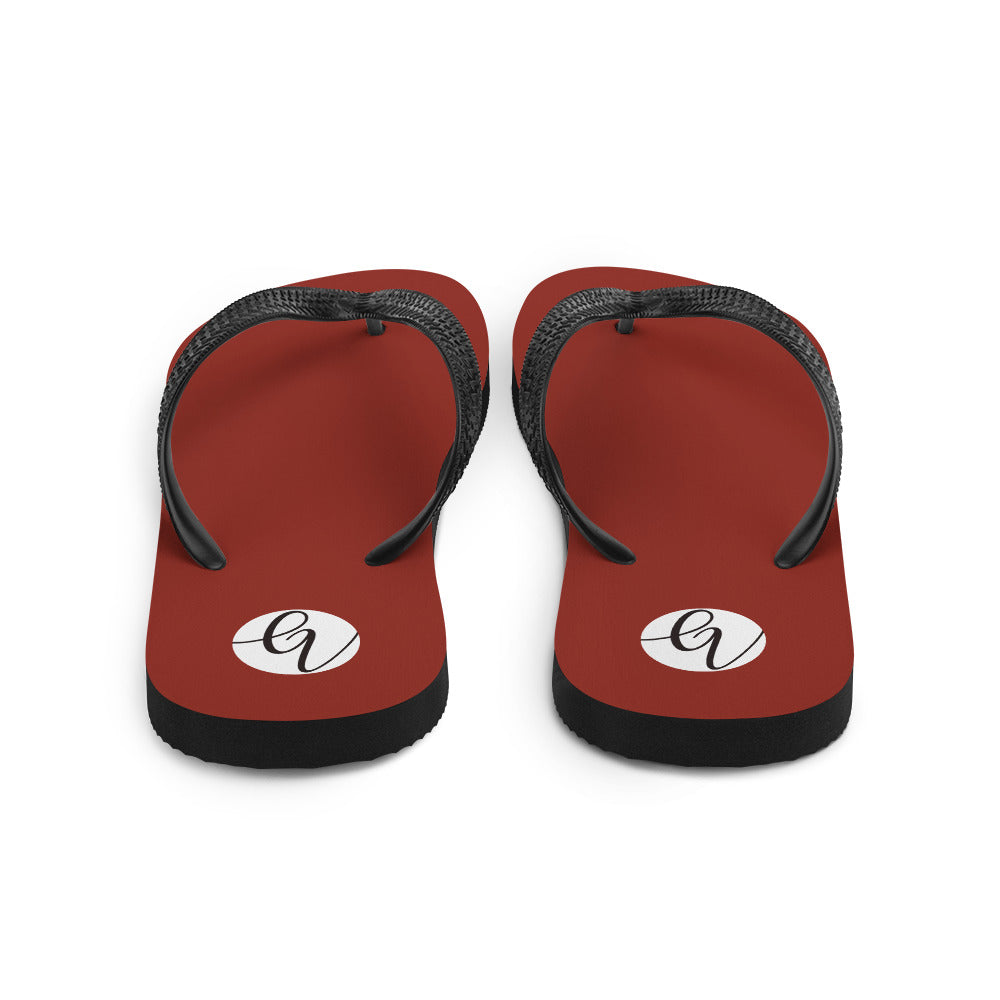 Red Dark Colored Flip-Flops