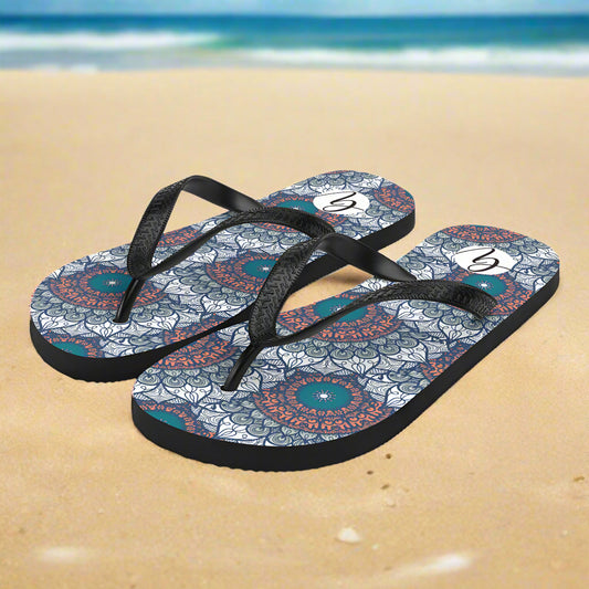Mandala Print Flip-Flops