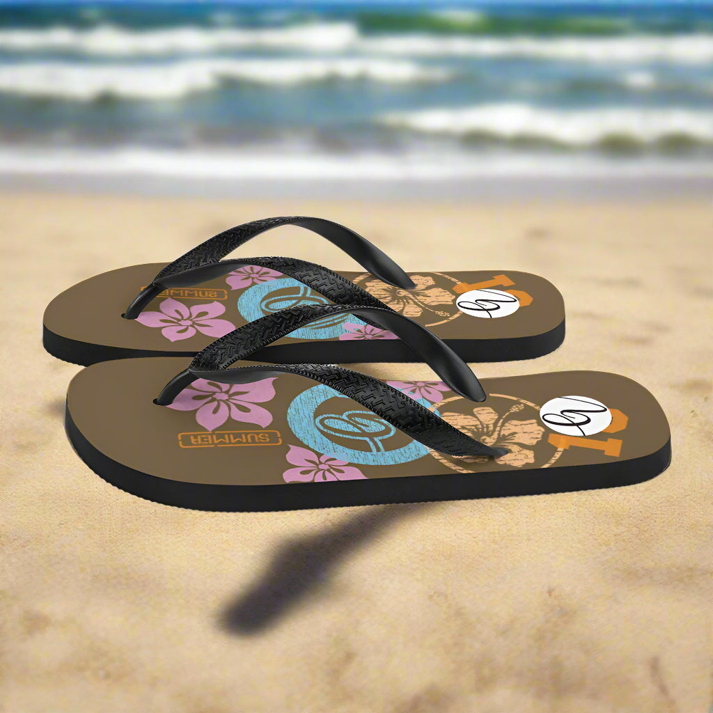 Brown Flowers Flip-Flops
