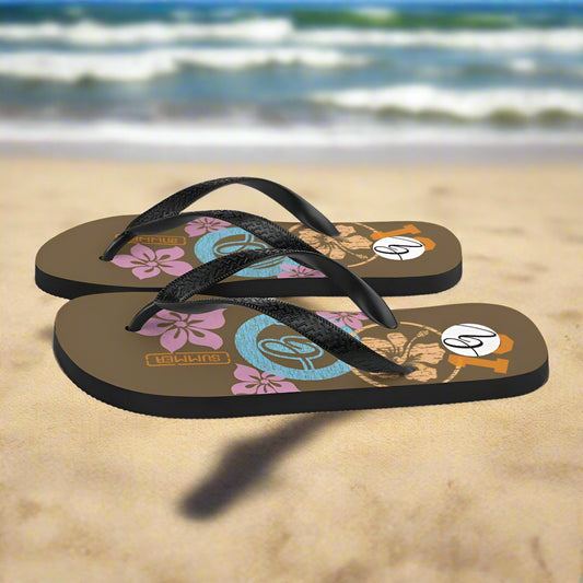 Brown Flowers Flip-Flops