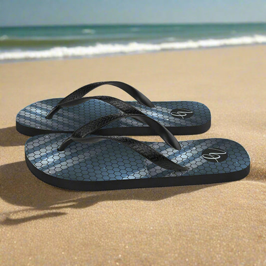 Blue hexagon Flip-Flops