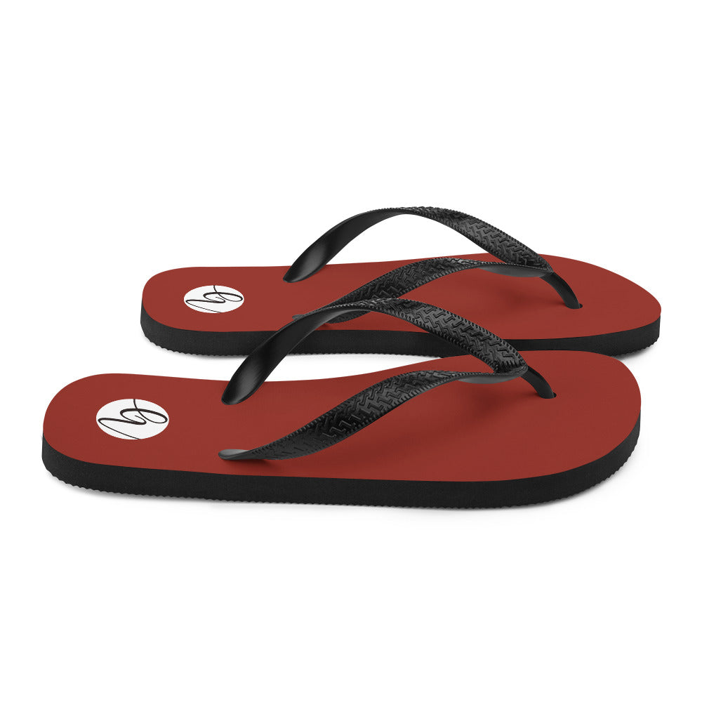 Red Dark Colored Flip-Flops