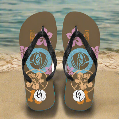 Brown Flowers Flip-Flops