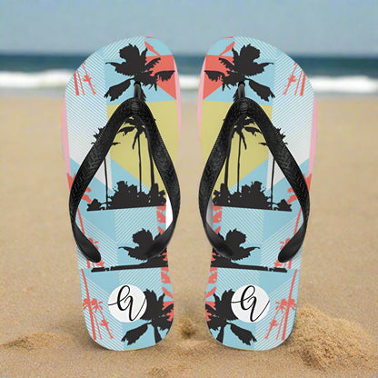 Pink Pattern Flip-Flops