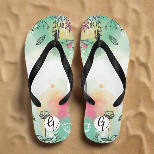 Floral Gray Flip-Flops