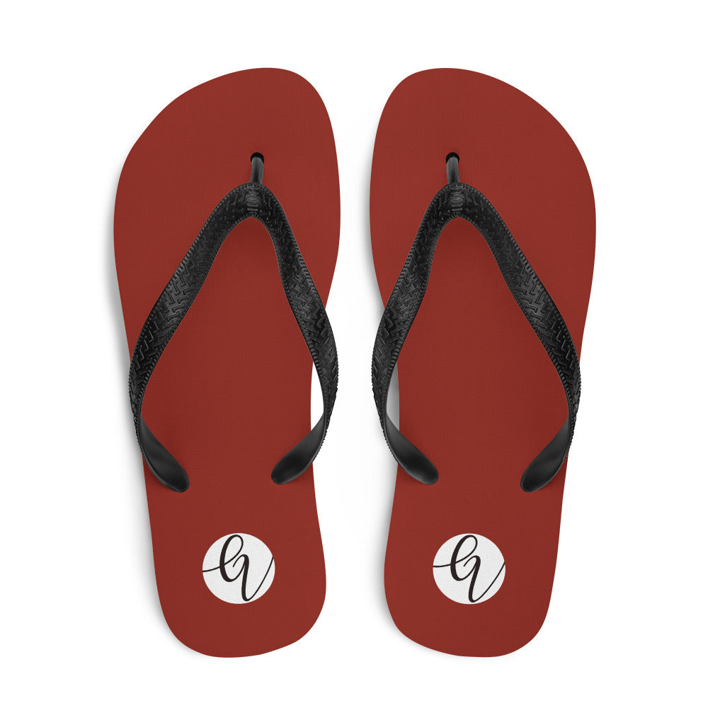 Red Dark Colored Flip-Flops