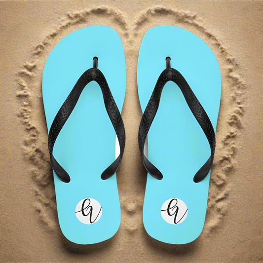 Neon Blue Colored Flip-Flops
