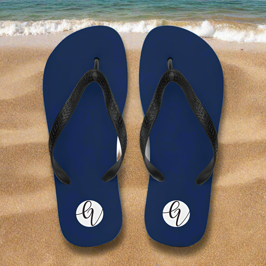 Blue Dark Colored Flip-Flops