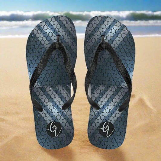 Blue hexagon Flip-Flops