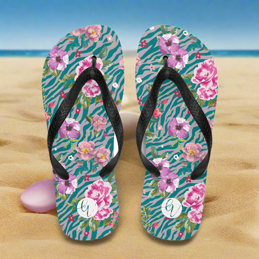 Orchid floral pattern Flip-Flops