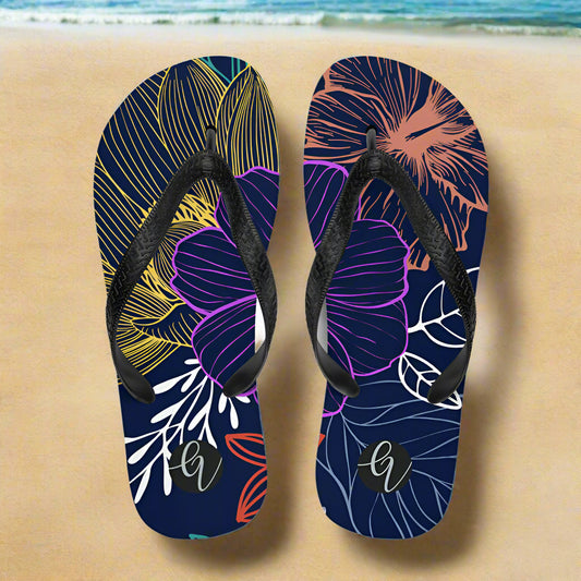 Navy floral Flip-Flops