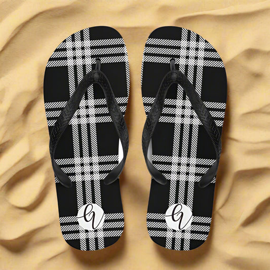 Black plaid Flip-Flops