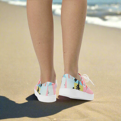 Pink Pattern lace-up canvas shoes