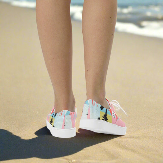 Pink Pattern lace-up canvas shoes