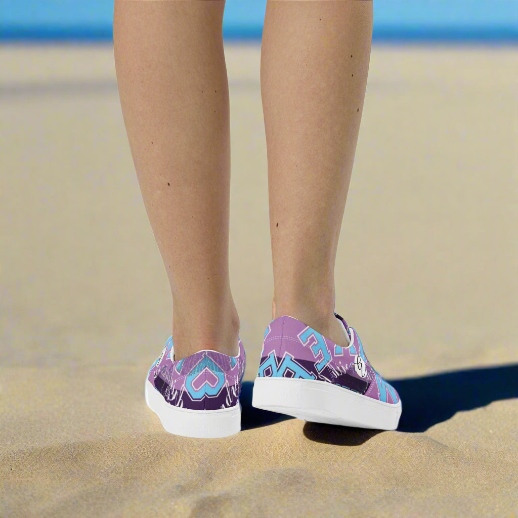 Purple Letters Lace-up Canvas Shoes