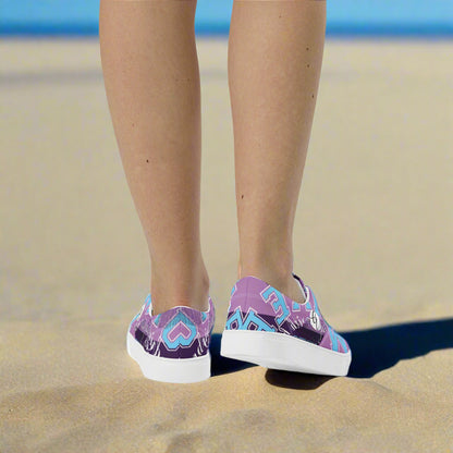 Purple Letters Lace-up Canvas Shoes