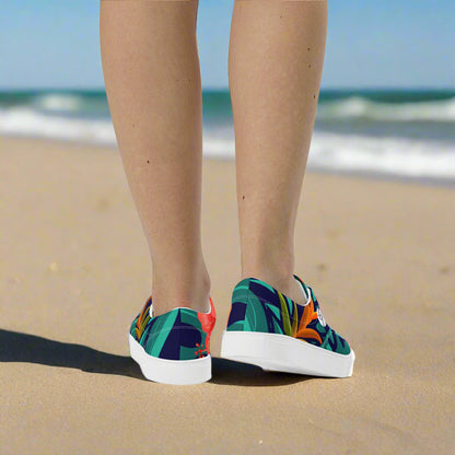 Floral Seamless Pattern Lace-up Canvas Shoes