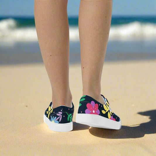 Colorful Ditsy Lace-up Canvas Shoes