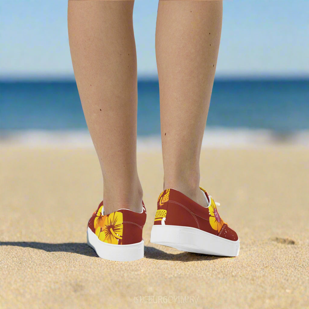 Brown Yellow Summers Lace-up Canvas Shoes