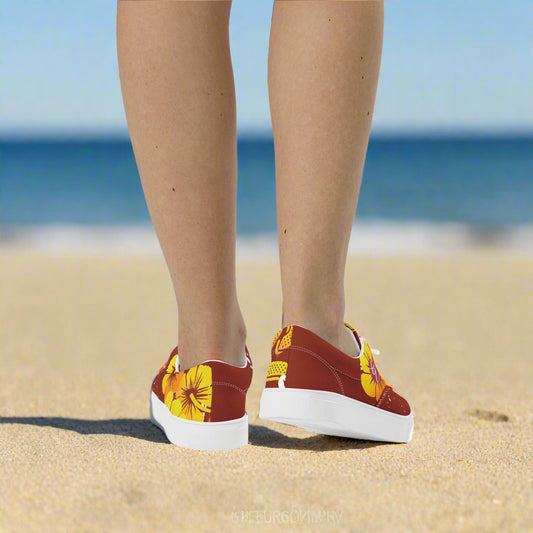 Brown Yellow Summers Lace-up Canvas Shoes