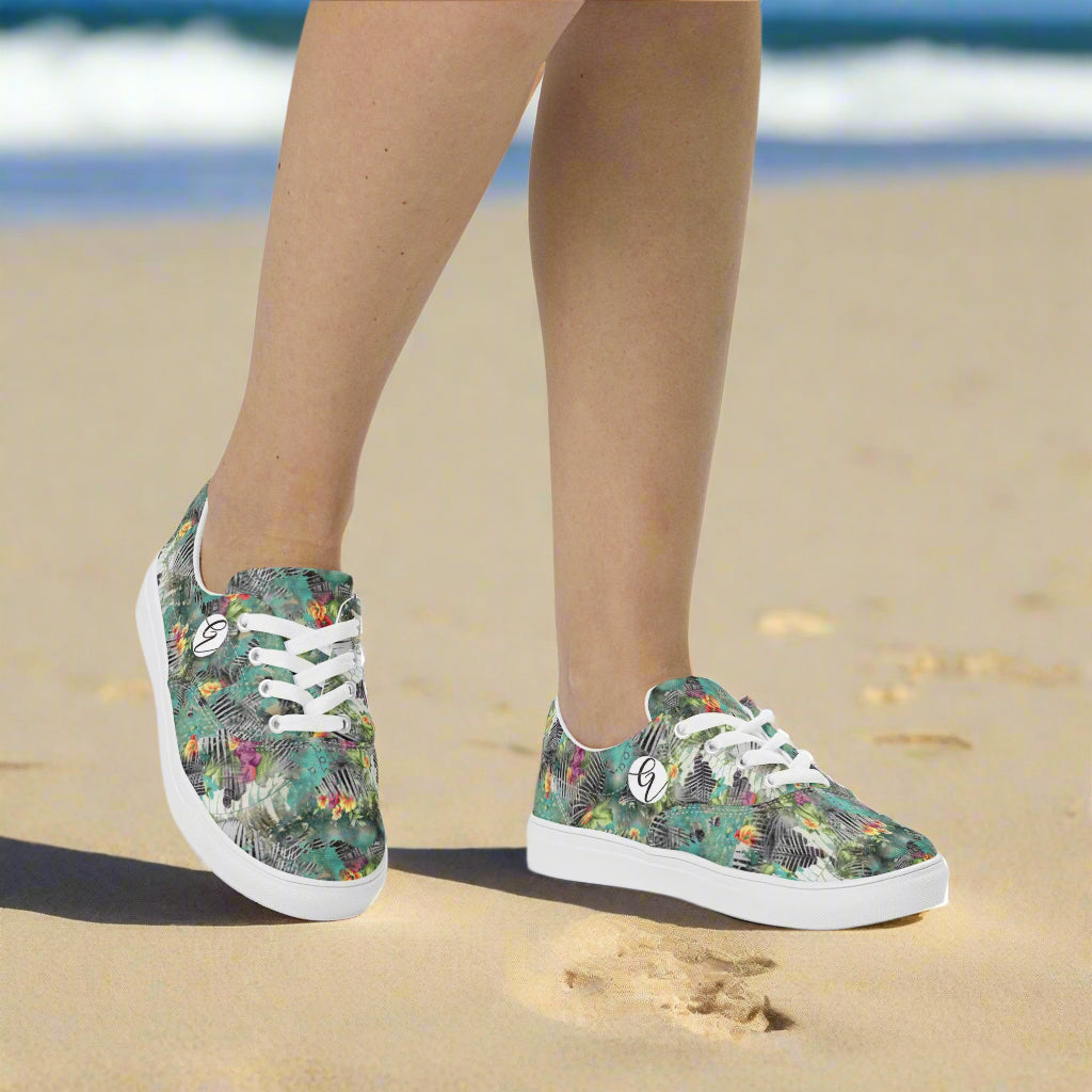 Poplin Multicolor lace-up canvas shoes