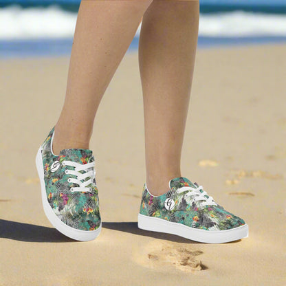 Poplin Multicolor lace-up canvas shoes