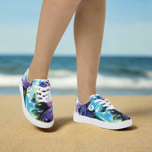 Purple Sparkles Lace-up Canvas Shoes