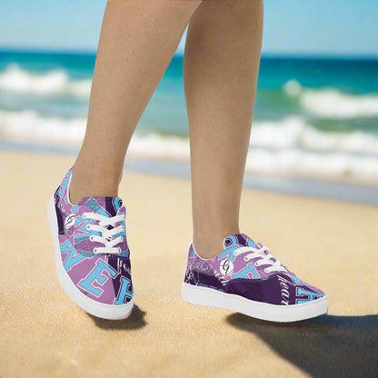 Purple Letters Lace-up Canvas Shoes
