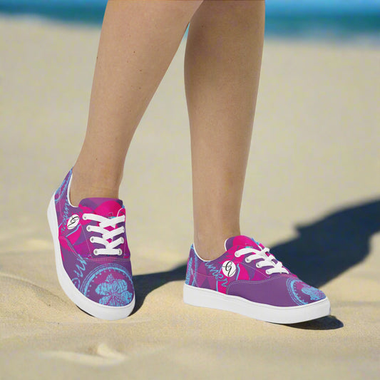 Purple Kisses lace-up canvas shoes