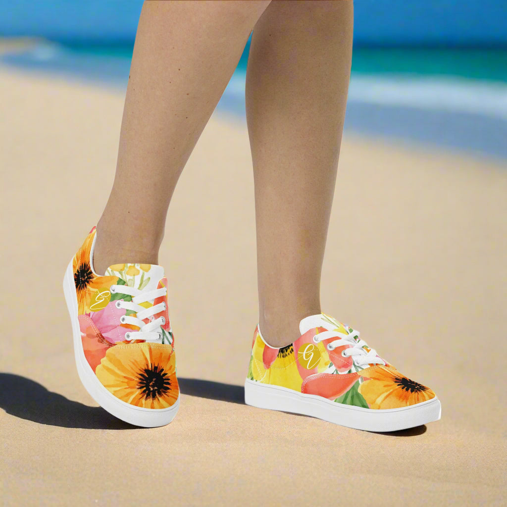 Spring Florals Lace-up Canvas Shoes