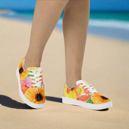 Spring Florals Lace-up Canvas Shoes