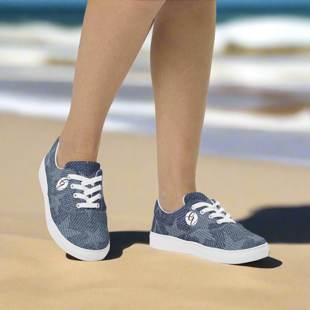 Grey Stars Lace-up Canvas Shoes