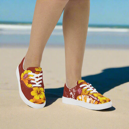 Brown Yellow Summers Lace-up Canvas Shoes