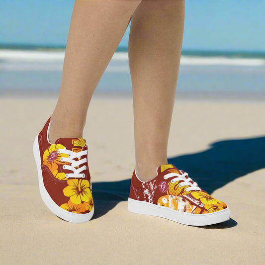 Brown Yellow Summers Lace-up Canvas Shoes