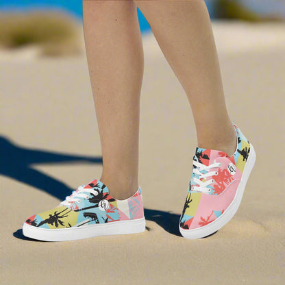 Pink Pattern lace-up canvas shoes